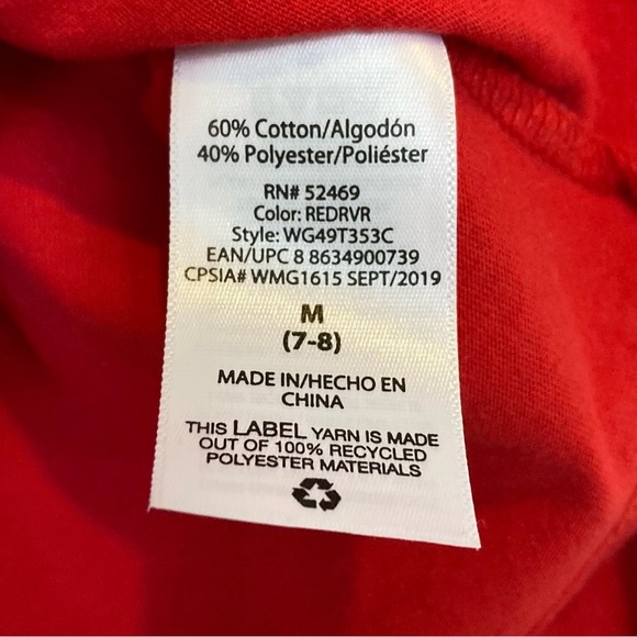 Wonder Nation Red Gold Christmas Favorite List Long Sleeve Shirt Medium 7 8 - Picture 5 of 5